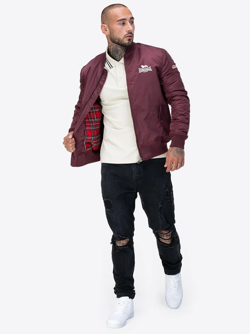 Lonsdale Herren Jacke schmale Passform TERN HILL Oxblood/White S, Oxblood/White S