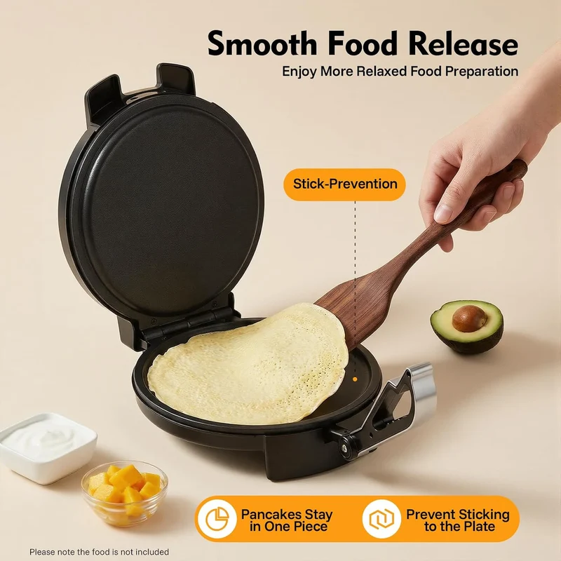 26 cm Crepes Maker, Roti Maker Elektrisch, 1200W, Beidseitige Beheizung, 200–260 °C, Antihaftbeschic