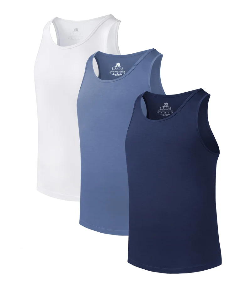 DAVID ARCHY Herren Unterhemden Tshirt Tanktop Business Lässig Bambusfaser Weich Seidig Kurzarm Ärmel