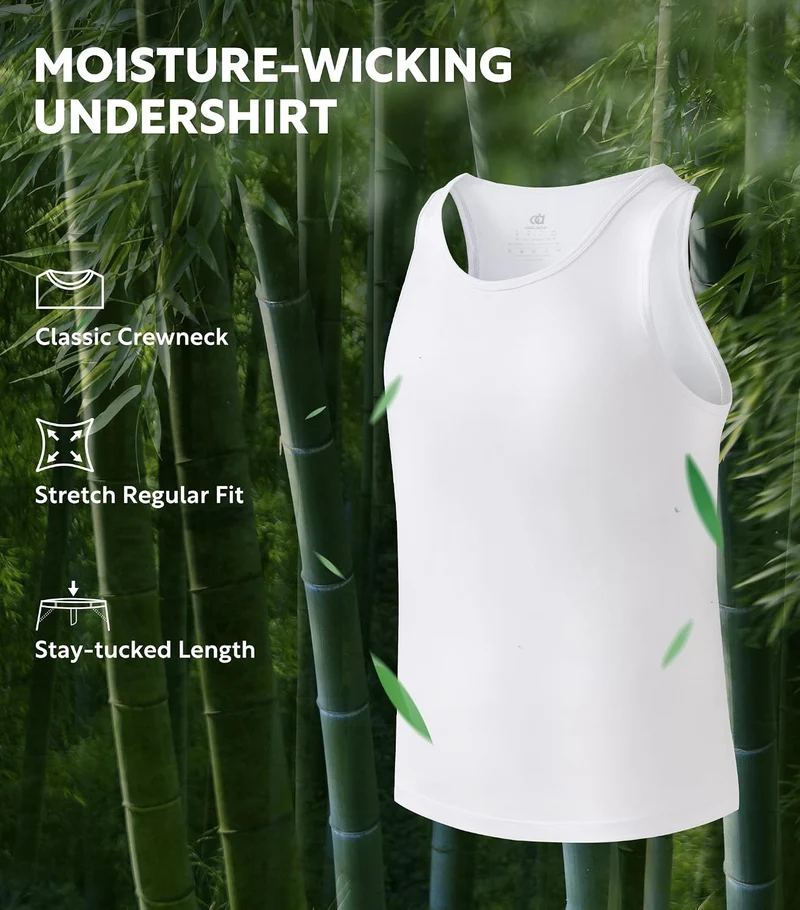DAVID ARCHY Herren Unterhemden Tshirt Tanktop Business Lässig Bambusfaser Weich Seidig Kurzarm Ärmel
