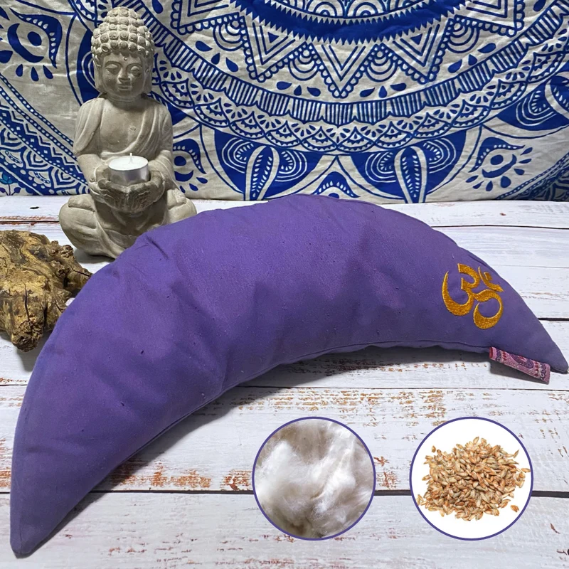 Yogakissen Halbmond Lila/Gold (Füllung wählbar)
