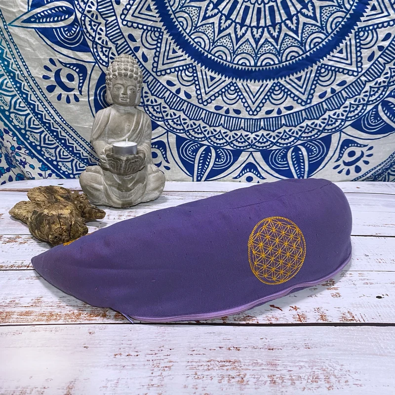 Yogakissen Halbmond Lila/Gold (Füllung wählbar)