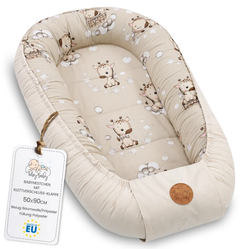 Babynest Babynestchen Neugeborene mit Tragegriff 90x50 cm - Baby Nestchen tragbar Nest für Bett Kinder Kuschelnest