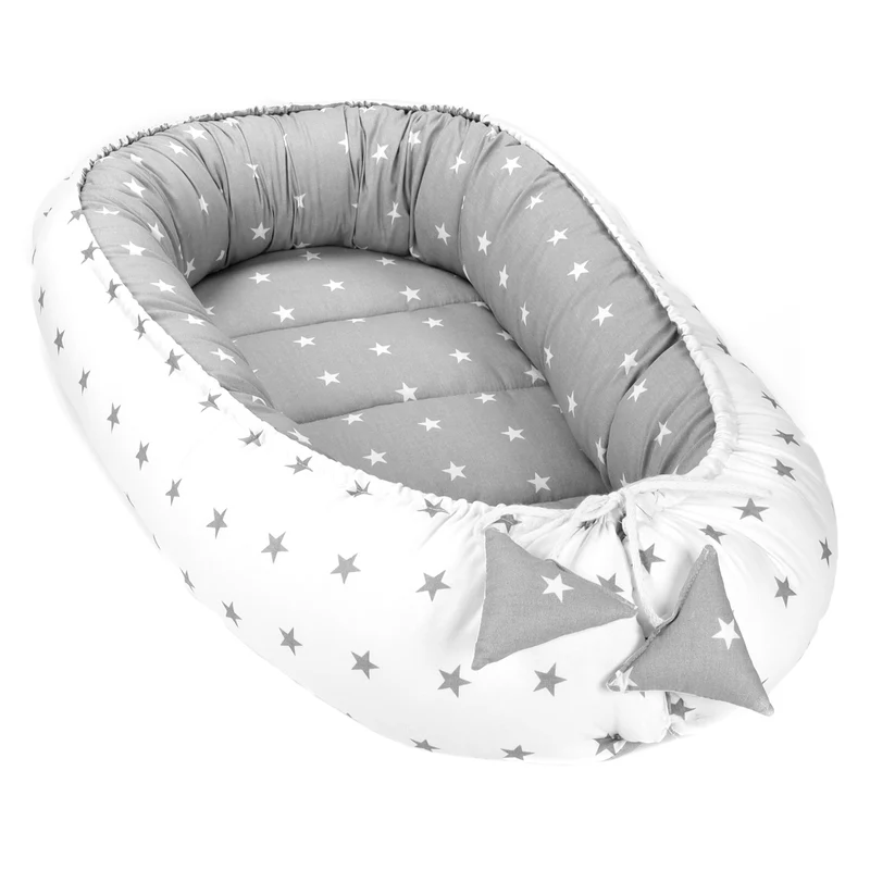 Babynest Babynestchen Neugeborene mit Tragegriff 90x50 cm - Baby Nestchen tragbar Nest für Bett Kinder Kuschelnest