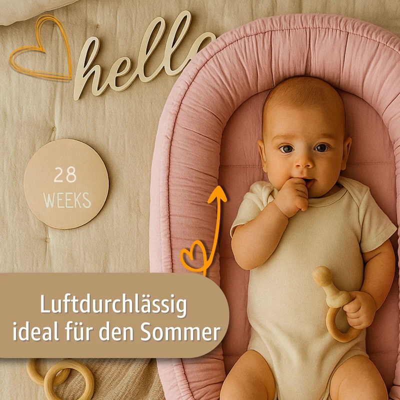 Babynest Nestchen Baby Musselin 90x50 cm - Babynestchen Neugeborene Nest für Kinder Bett und Babybett tragbar Kuschelnest Coccon für Jungen und Mädchen Baumwolle
