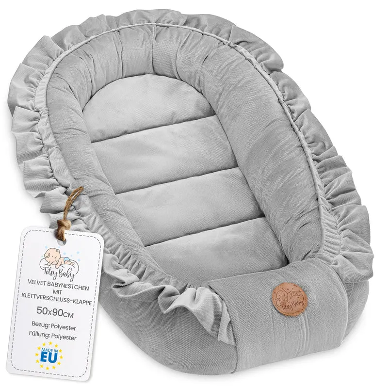 Babynest Nestchen Baby Musselin 90x50 cm - Babynestchen Neugeborene Nest für Kinder Bett und Babybett tragbar Kuschelnest Coccon für Jungen und Mädchen Baumwolle