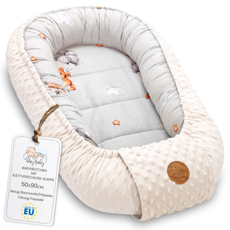Babynest Nestchen Baby 90x50 cm - Babynestchen Neugeborene Babynest für Kinderbett Vielseitiges tragbar Nest Kuschelnest Zubehör für Babybett