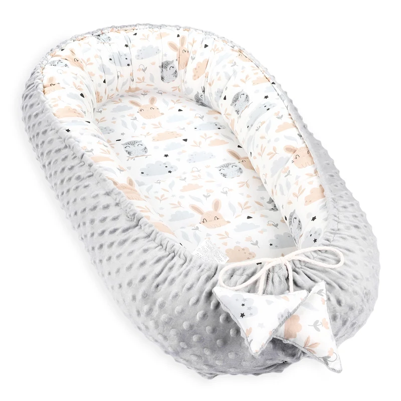 Babynest Nestchen Baby 90x50 cm - Babynestchen Neugeborene Babynest für Kinderbett Vielseitiges tragbar Nest Kuschelnest Zubehör für Babybett