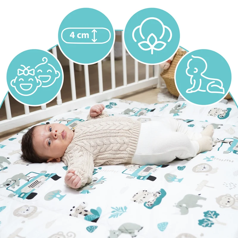 Krabbelmatte Baby Spielmatte Krabbeldecke 100x100 cm - Spieldecke Spielmatte und Bodenmatte für Kinder und Babies große Matte für Kinderzimmer und Laufgitter