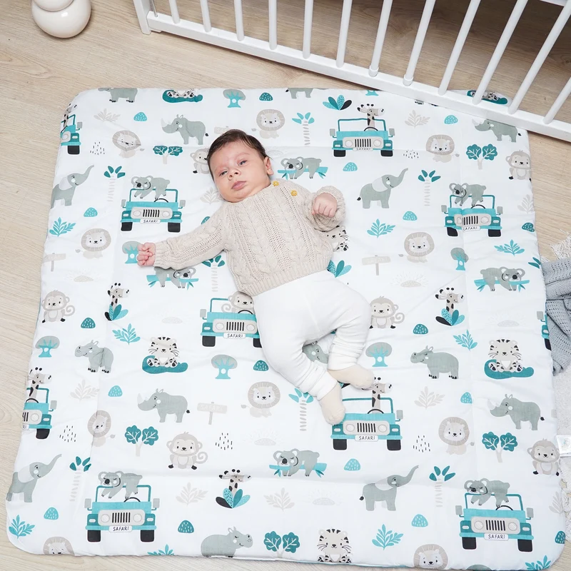 Krabbelmatte Baby Spielmatte Krabbeldecke 100x100 cm - Spieldecke Spielmatte und Bodenmatte für Kinder und Babies große Matte für Kinderzimmer und Laufgitter