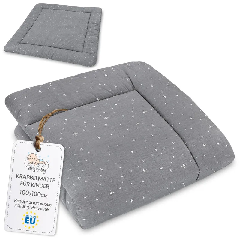 Krabbelmatte Baby Spielmatte Krabbeldecke 100x100 cm - Spieldecke Spielmatte und Bodenmatte für Kinder und Babies große Matte für Kinderzimmer und Laufgitter