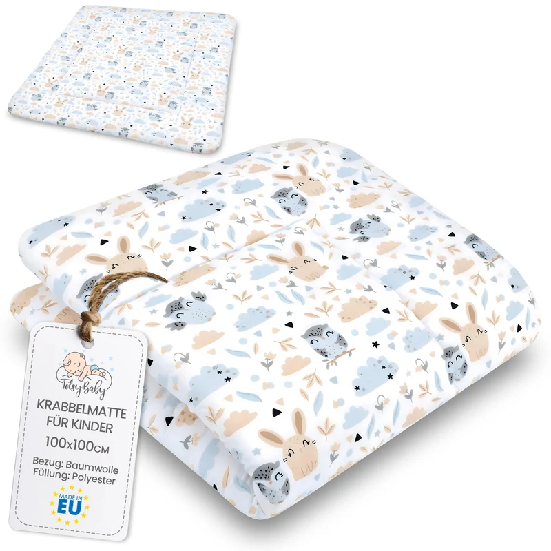 Krabbelmatte Baby Spielmatte Krabbeldecke 100x100 cm - Spieldecke Spielmatte und Bodenmatte für Kinder und Babies große Matte für Kinderzimmer und Laufgitter