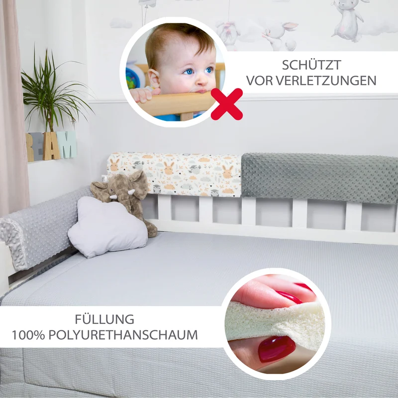 Bettkantenschutz für Kinderbetten - Schutz für Bettrahmen Rausfallschutz für Boxspringbett Bettgitter mit Bezug Kantenschutz Kinder Babybett