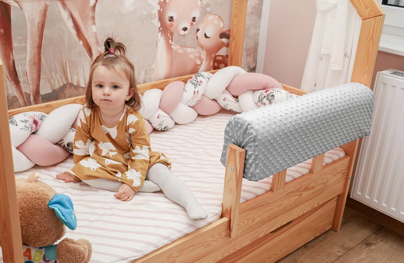 Bettkantenschutz für Kinderbetten - Schutz für Bettrahmen Rausfallschutz für Boxspringbett Bettgitter mit Bezug Kantenschutz Kinder Babybett