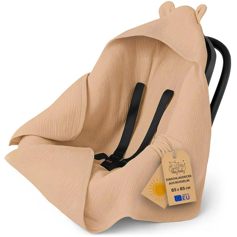 Einschlagdecke Babyschale Baby Decke 90x90 cm - Fußsack Blanket für Kinderwagen und Autositz Ganzjahres für Neugeborenen und Kleinkinder Einschlagsdecken für 3 und 5 Punkt Gurt Minky Oeko-Tex