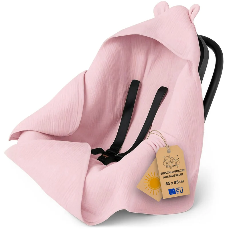 Einschlagdecke Babyschale Baby Decke 90x90 cm - Fußsack Blanket für Kinderwagen und Autositz Ganzjahres für Neugeborenen und Kleinkinder Einschlagsdecken für 3 und 5 Punkt Gurt Minky Oeko-Tex