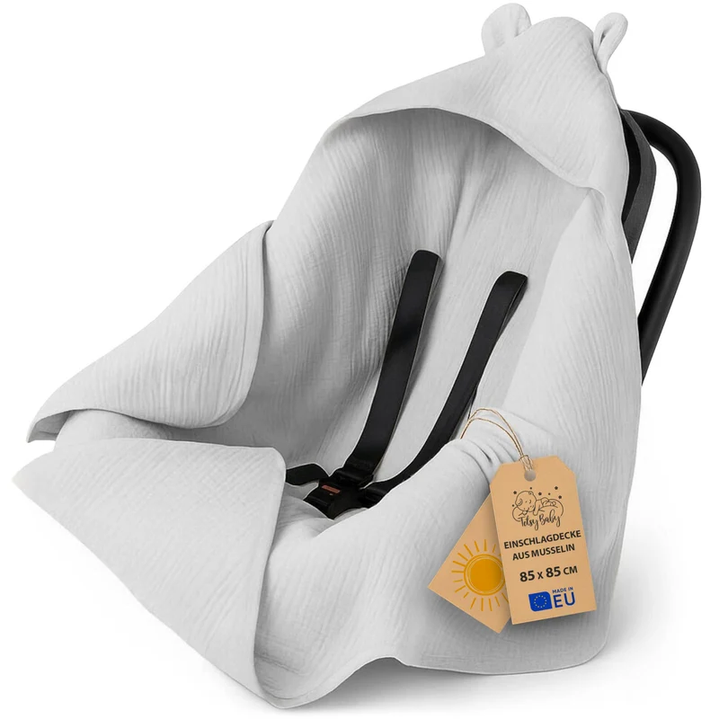 Einschlagdecke Babyschale Baby Decke 90x90 cm - Fußsack Blanket für Kinderwagen und Autositz Ganzjahres für Neugeborenen und Kleinkinder Einschlagsdecken für 3 und 5 Punkt Gurt Minky Oeko-Tex