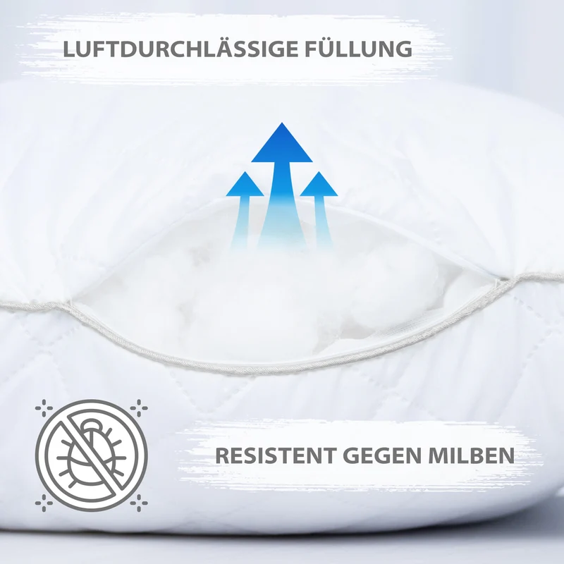 Kopfkissen - Kissen Allergiker Schlafkissen Polster pillow Made in EU und pillows for sleeping x Bett Kissens für Schlafen Oeko-Tex