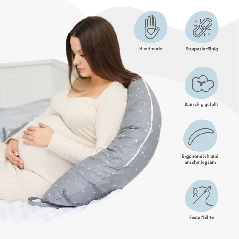 Stillkissen XXL Schwangerschaftskissen 190 cm - Pregnancy Pillow Body Pillow Seitenschläferkissen Schlafkissen Lagerungskissen Kissen mit Bezug