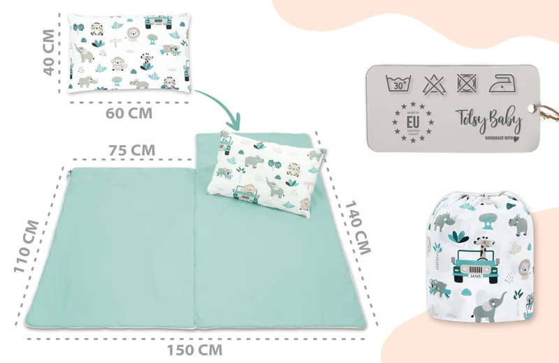 Schlafsack Kinder mit Kissen und Reißverschluss für Baby 3-7 Jahre 140x75 cm - Kinderschlafsack Indoor für Kindertagesstätte Kindergarten Deckenschlafsack