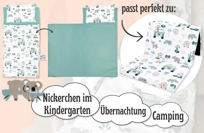 Schlafsack Kinder mit Kissen und Reißverschluss für Baby 3-7 Jahre 140x75 cm - Kinderschlafsack Indoor für Kindertagesstätte Kindergarten Deckenschlafsack