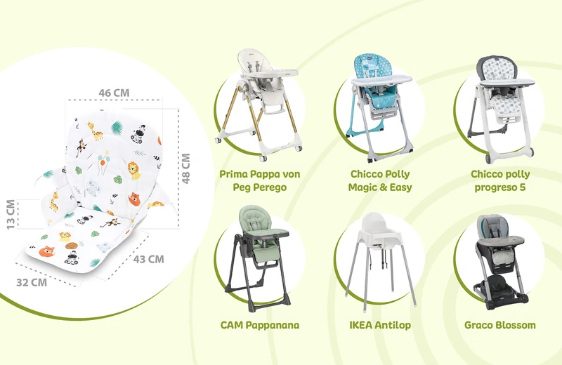 Sitzverkleinerer für Hochstuhl Baby Sitzkissen Stuhl - Kinder Sitzauflage für Ikea und Peg Perego Kinderhochstuhl Chair Cover für Kinderstuhl Babystuhl und Hochstühle