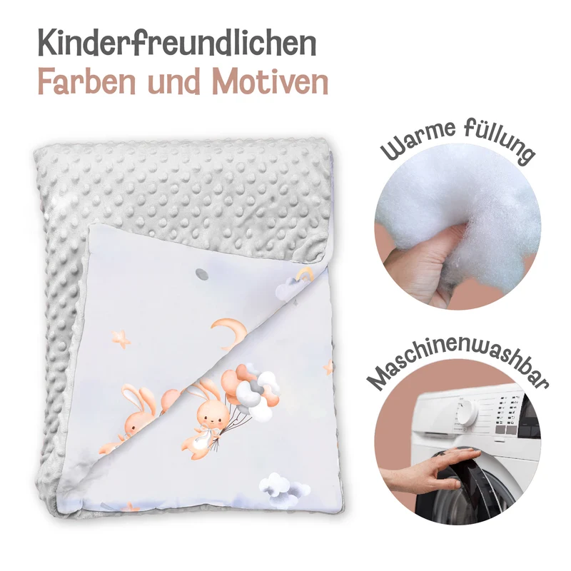 Babydecke Kuscheldecke Baby Kinderwagen Decke Kinderdecke - Blanket mit Kissen Babydecken Kinderwagendecke und Erstausstattung für Neugeborene und Kinder