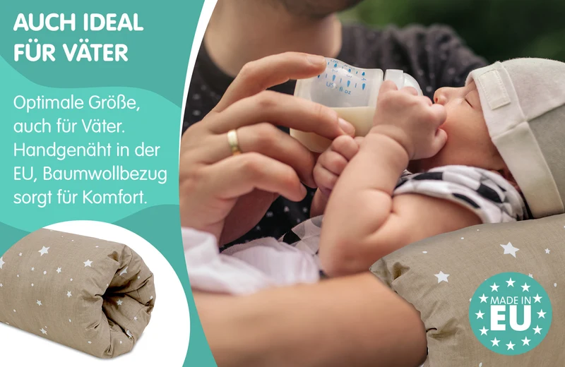 Stillkissen klein Breastfeeding und Nursing Pillow für unterwegs 25x20 cm - Stillmuff Armkissen und Lagerungskissen Baby Arm Still Kissen aus weicher Baumwolle