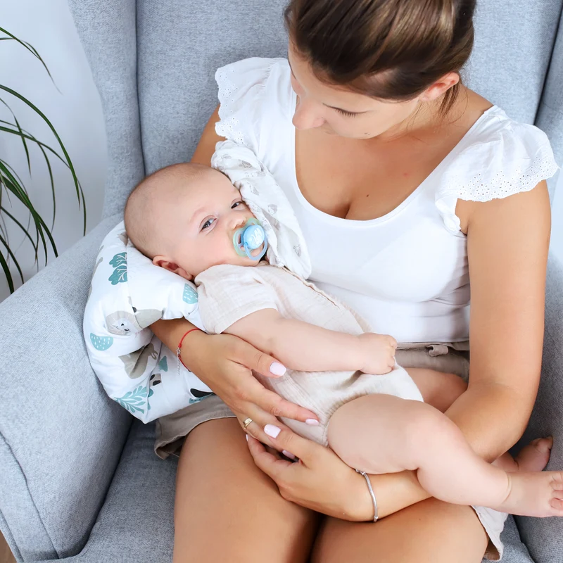 Stillkissen klein Breastfeeding und Nursing Pillow für unterwegs 25x20 cm - Stillmuff Armkissen und Lagerungskissen Baby Arm Still Kissen aus weicher Baumwolle