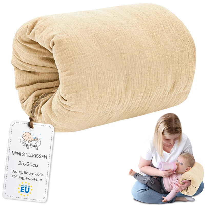 Stillkissen klein Breastfeeding und Nursing Pillow für unterwegs 25x20 cm - Stillmuff Armkissen und Lagerungskissen Baby Arm Still Kissen aus weicher Baumwolle
