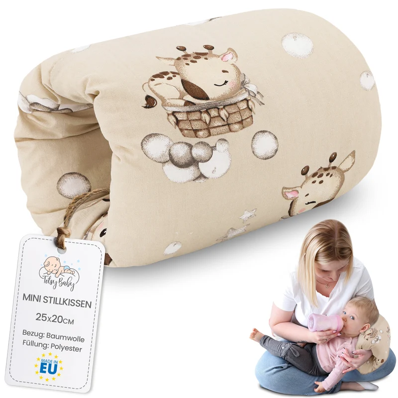 Stillkissen klein Breastfeeding und Nursing Pillow für unterwegs 25x20 cm - Stillmuff Armkissen und Lagerungskissen Baby Arm Still Kissen aus weicher Baumwolle