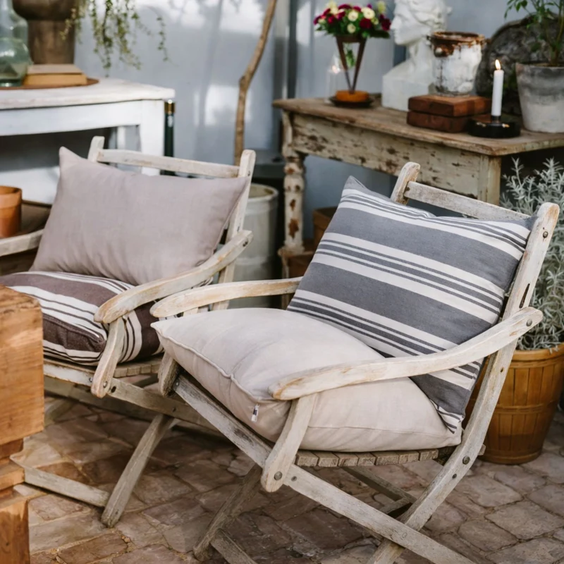 Outdoor-Kissen 40x60 - Grau gestreift