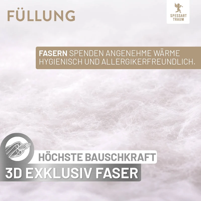 Faser Steppbettdecke Platin, extrem leichte Quallofil Premium 3D-Markenfaser mit höchster Bauschkraft / 100% Polyester