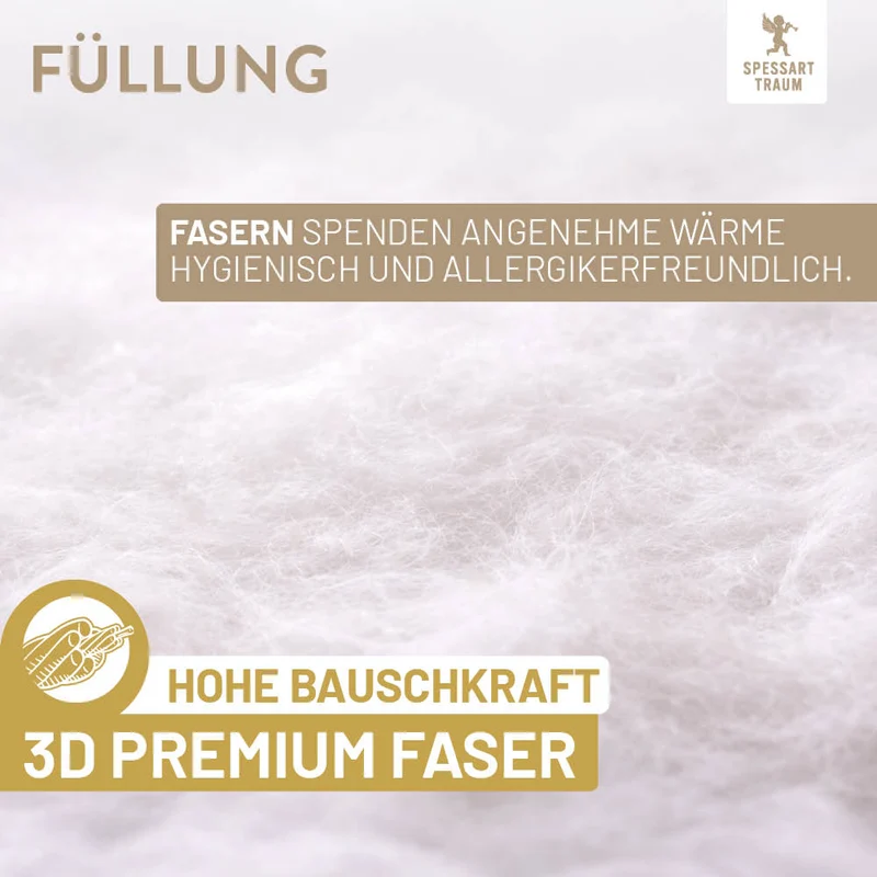 Faser Steppbettdecke Gold, superleichte Hollofil Spring 3D-Markenfaser / 100% Polyester