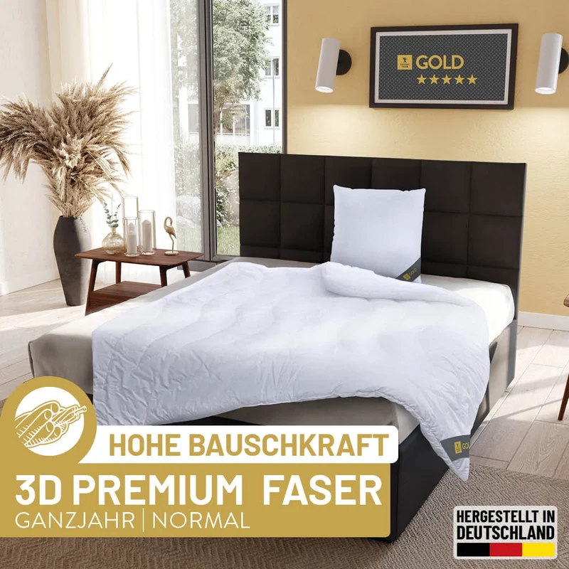 Faser Steppbettdecke Gold, superleichte Hollofil Spring 3D-Markenfaser / 100% Polyester