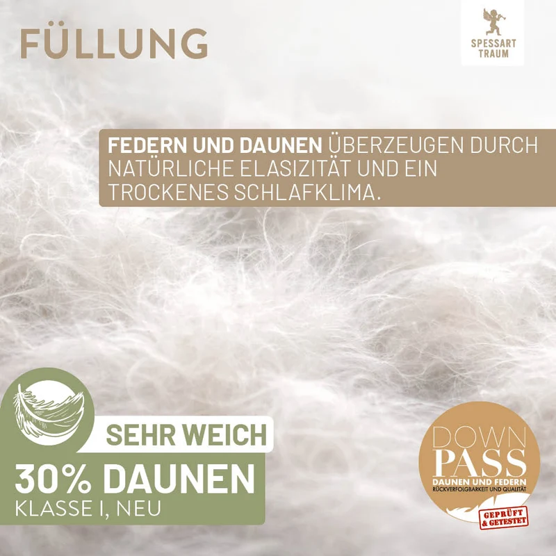 Federn- und Daunenkissen Wildente, 30 % Daunen / 70 % Federn