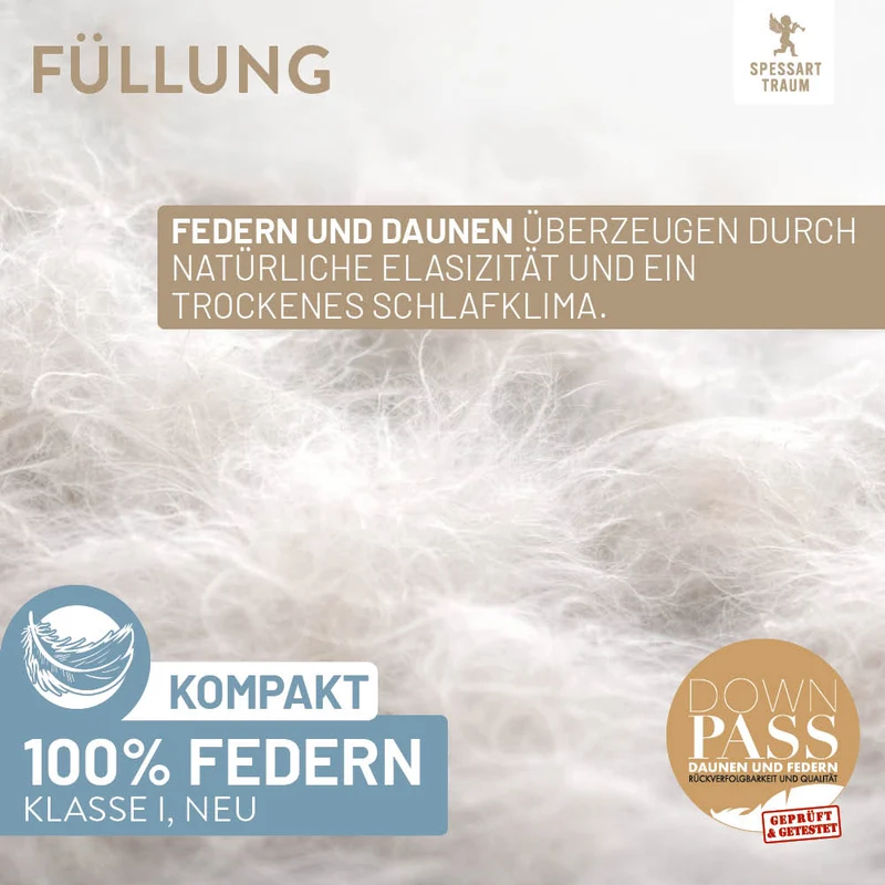 Federnkissen Blue, 100 % Federn