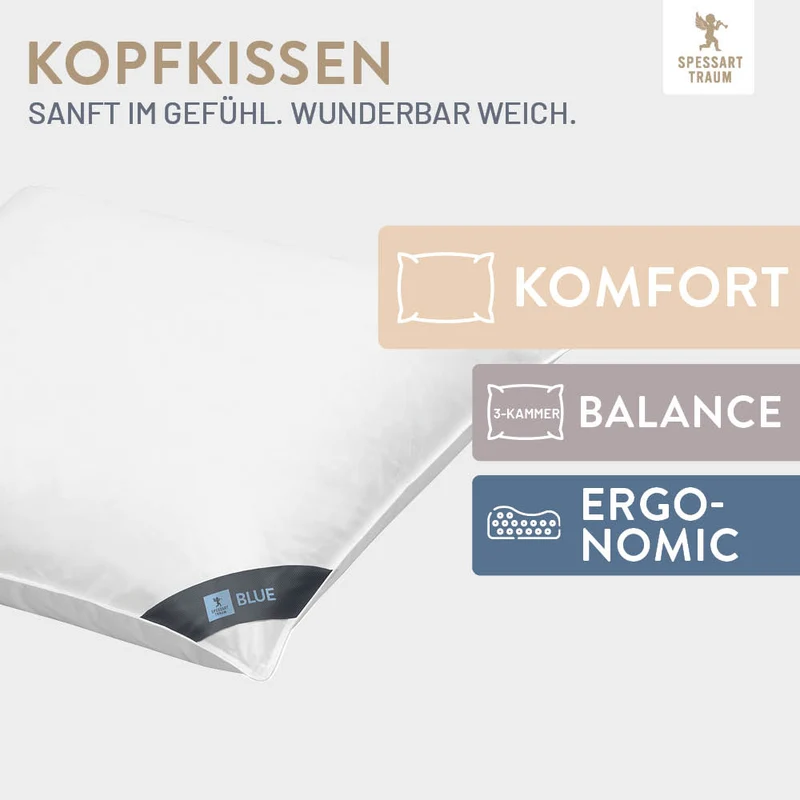 Federnkissen Blue, 100 % Federn