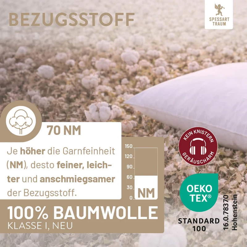 Federn- und Daunenkissen Silber, 30 % Daunen / 70 % Federn
