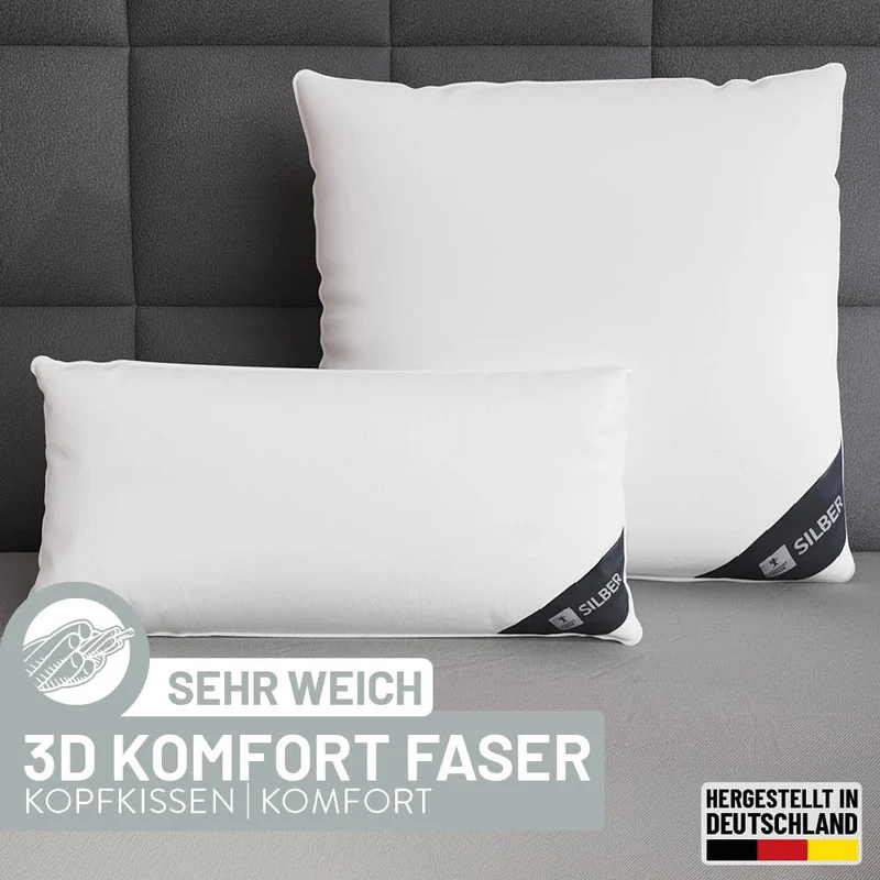 Faserkissen Silber, hochbauschiger Faserflaum / 100 % Polyester