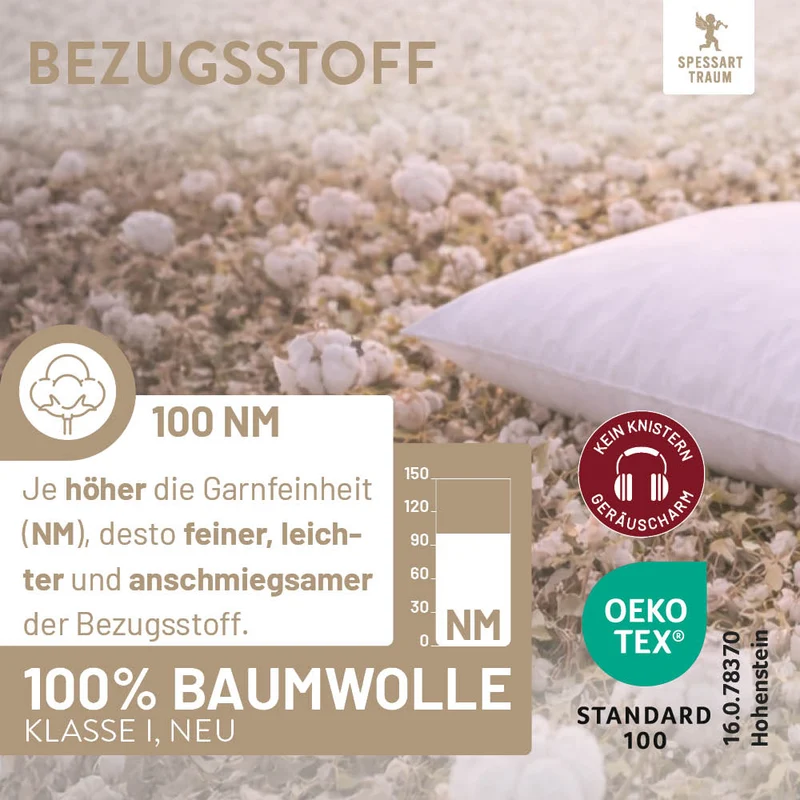 3-Kammer Gänsedaunenkissen Platin, 100 % Gänsedaunen (Außen)