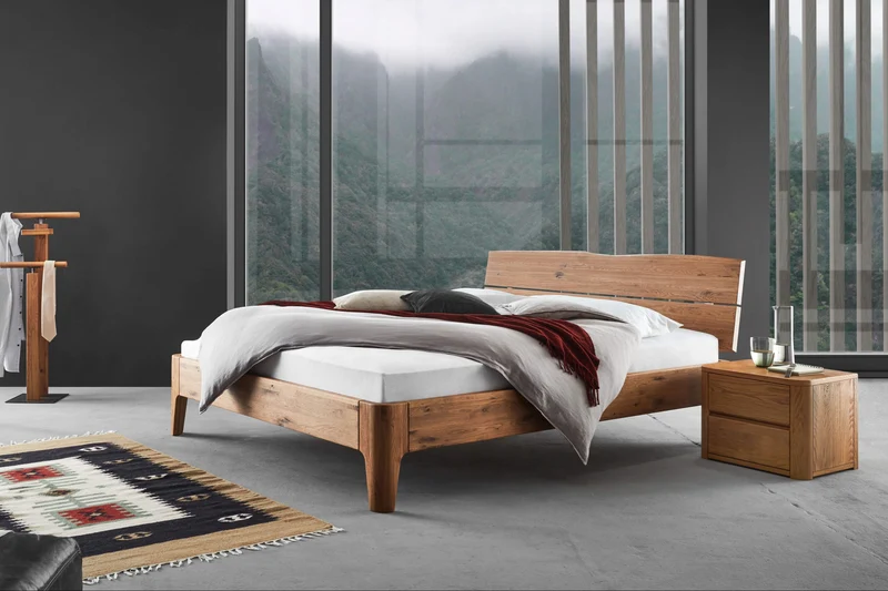 Oak Holzbett - Massivholz Charme, Modernes Design-Holzbett