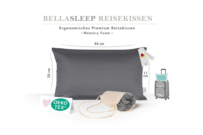 Memory-Foam-Reisekissen 24 × 44 × 11 cm – ergonomisch für Reise, Auto & Flugzeug