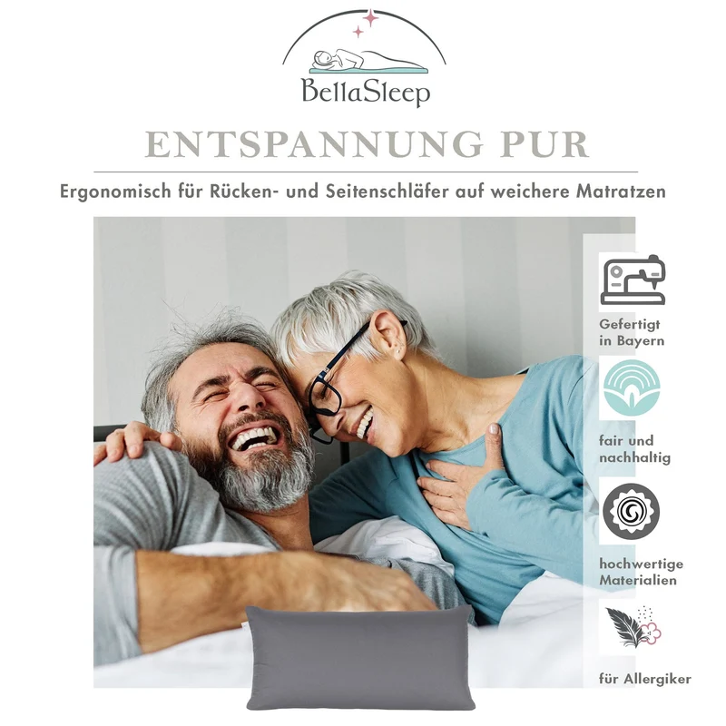 Ergonomisches Memory-Foam-Schlafkissen Soft 40 × 80 × 12 cm – Weiches Schlafkissen für Seiten- & Rückenschläfer