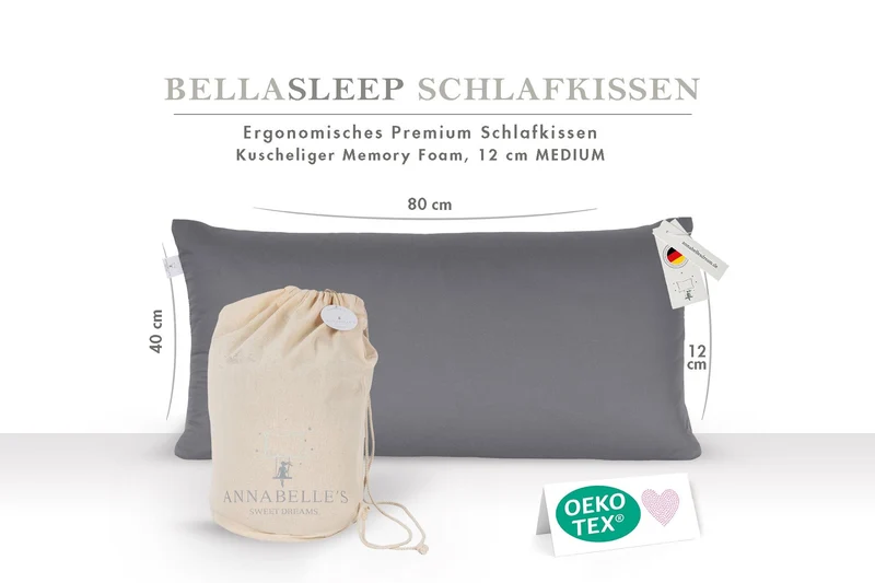 Memory-Foam-Schlafkissen Medium 40×80×12 cm – mittelfest für Rücken- & Seitenschläfer