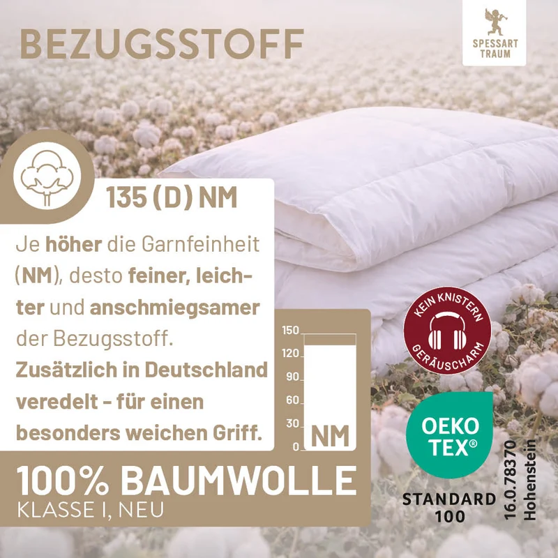 Gänsedaunenbettdecke Platin, 100 % Gänsedaunen