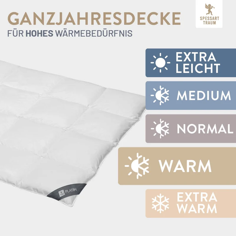 Gänsedaunenbettdecke Platin, 100 % Gänsedaunen