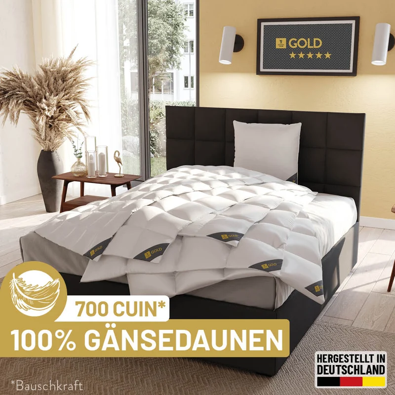 Gänsedaunenbettdecke Gold, 100 % Gänsedaunen