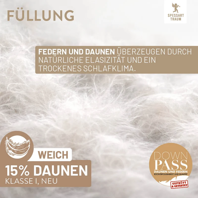 Federn- und Daunenkissen Bronze, 15 % Daunen / 85 % Federn