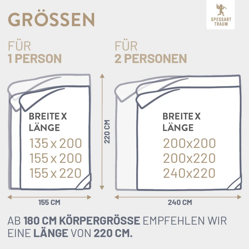 Daunenbettdecke Bronze, 90 % Daunen / 10 % Federn